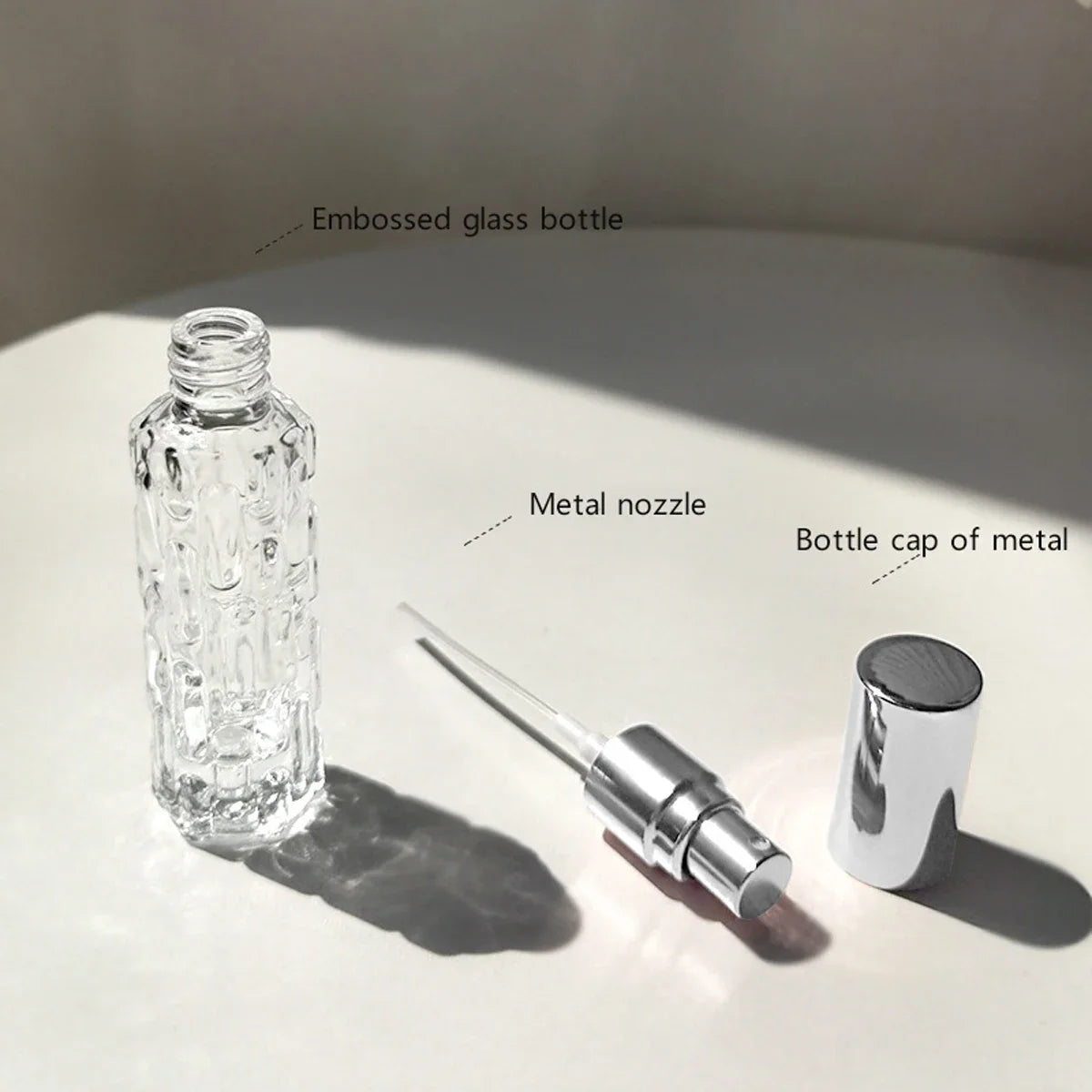 Perfume Bottle 1pc 10ml Glass Spray Bottle Aluminum Line Mist Sprayer Head Perfume Dispenser Bottle Press Empty Bottle Travel