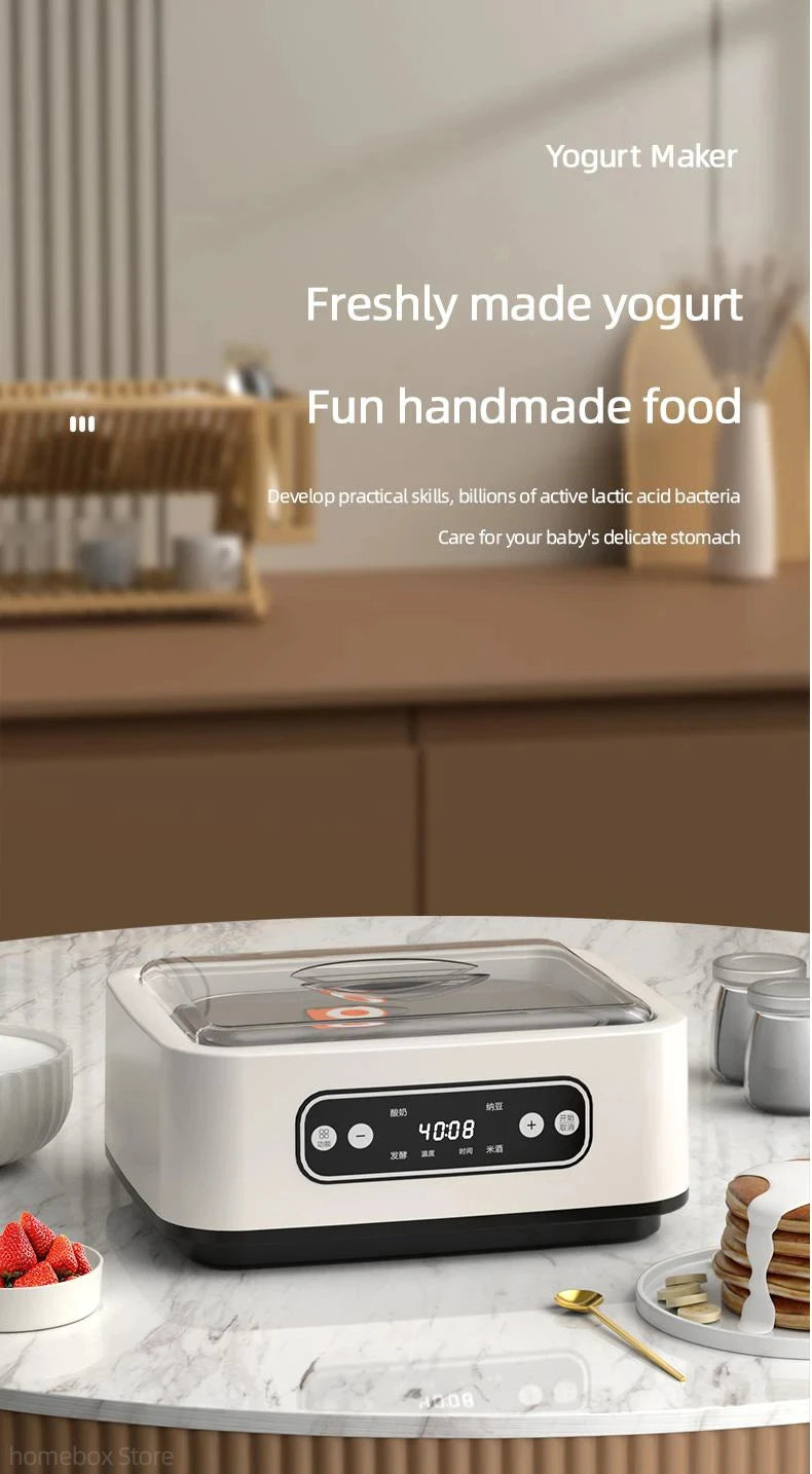 1.6L Yogurt Maker Multi-functional Ice Cream Automatic Professional Adjustable Temperature Time Yogurt Maker Pudding Maker 220V