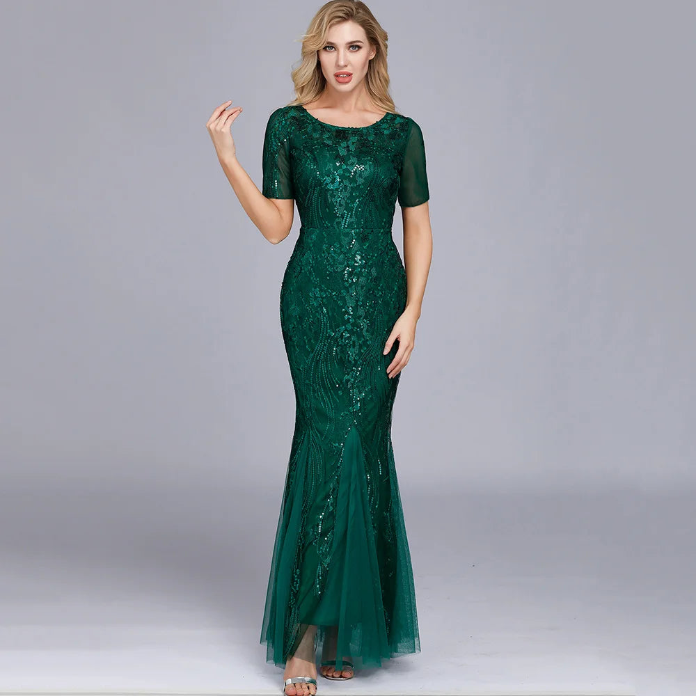 Sexy vintage Maxi Sequin cocktail Dress bridesmaid Prom Dresses for Women Casual Party Long sleeve club Bodycon Dress vestidos