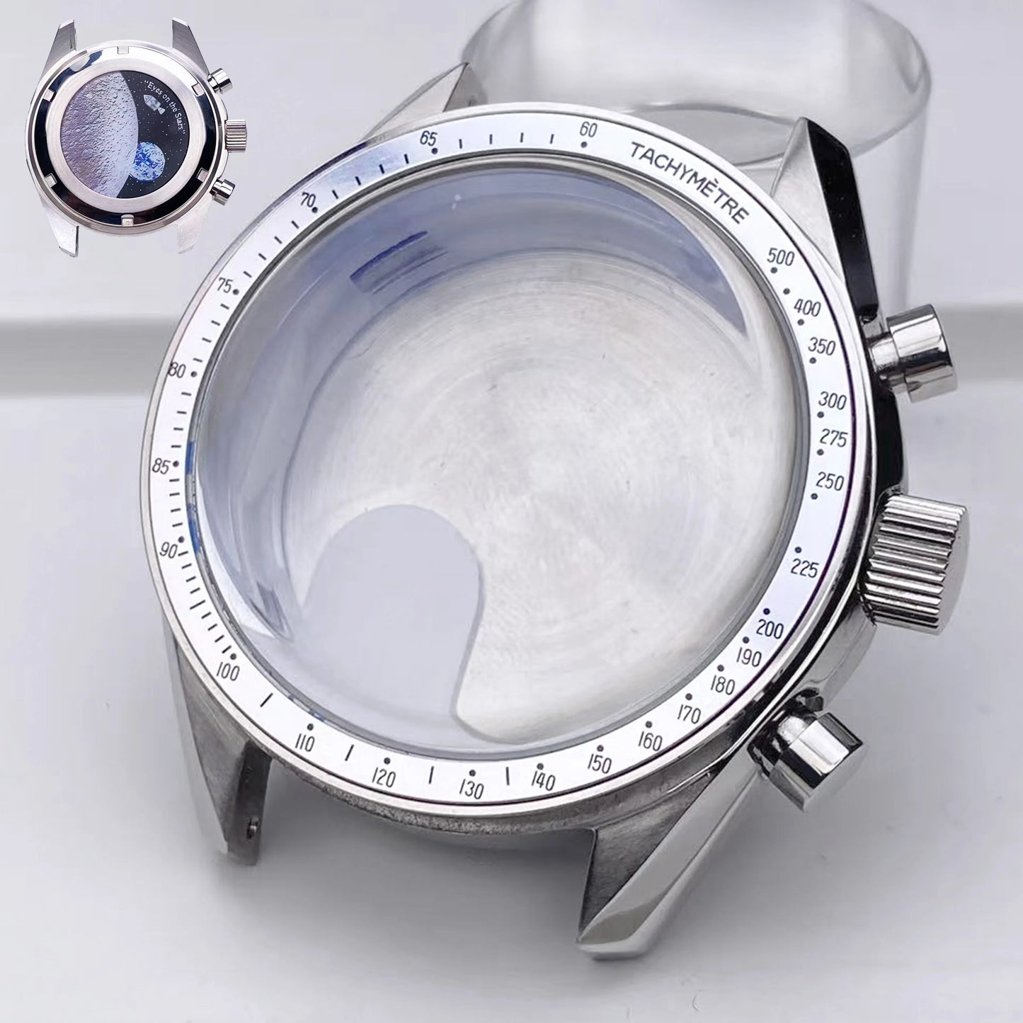 VK63 High Quality 39.7mm Case moonswatch metal case chronograph case Fit Vk63 movement Accessories vk63 Watch Box