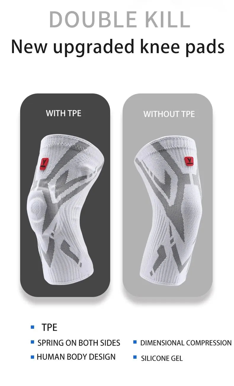 Durable Professional Knee Brace for Basketball Workout Antislip Strip Side Stabilizers Sport Knee Support with TPE Pad