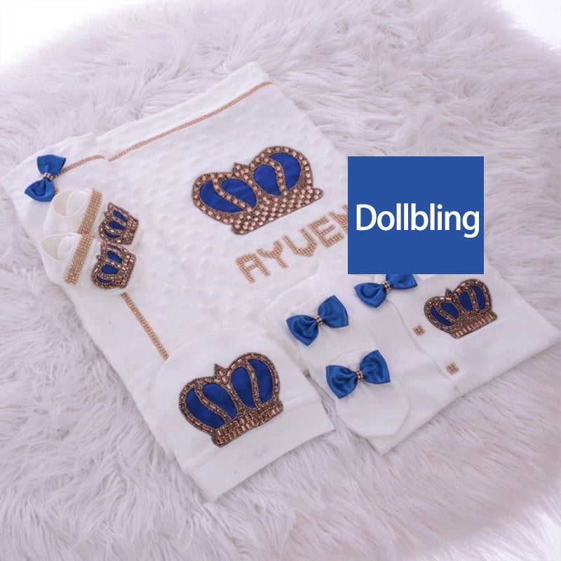 5pcs Newborn Baby Boy Outfits Kids Clothing Real Cotton Infant0 Products Shirt Pants Mittens Receiving Blanket
