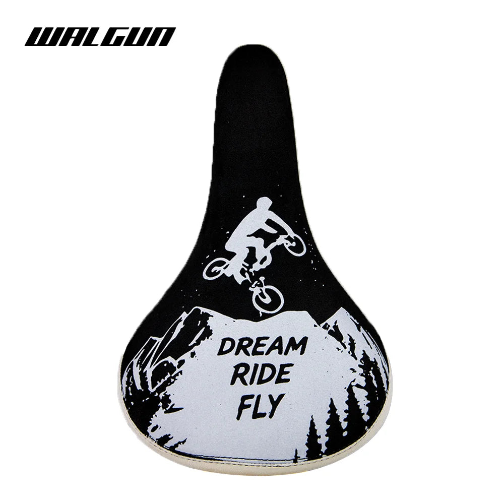 WALGUN BMX Bicycle Saddle Dirt Jump Cruiser Bike Seat with Embroidery Freestyle Racing Dowbhill Saddle MTB 265*170 Cycling Parts