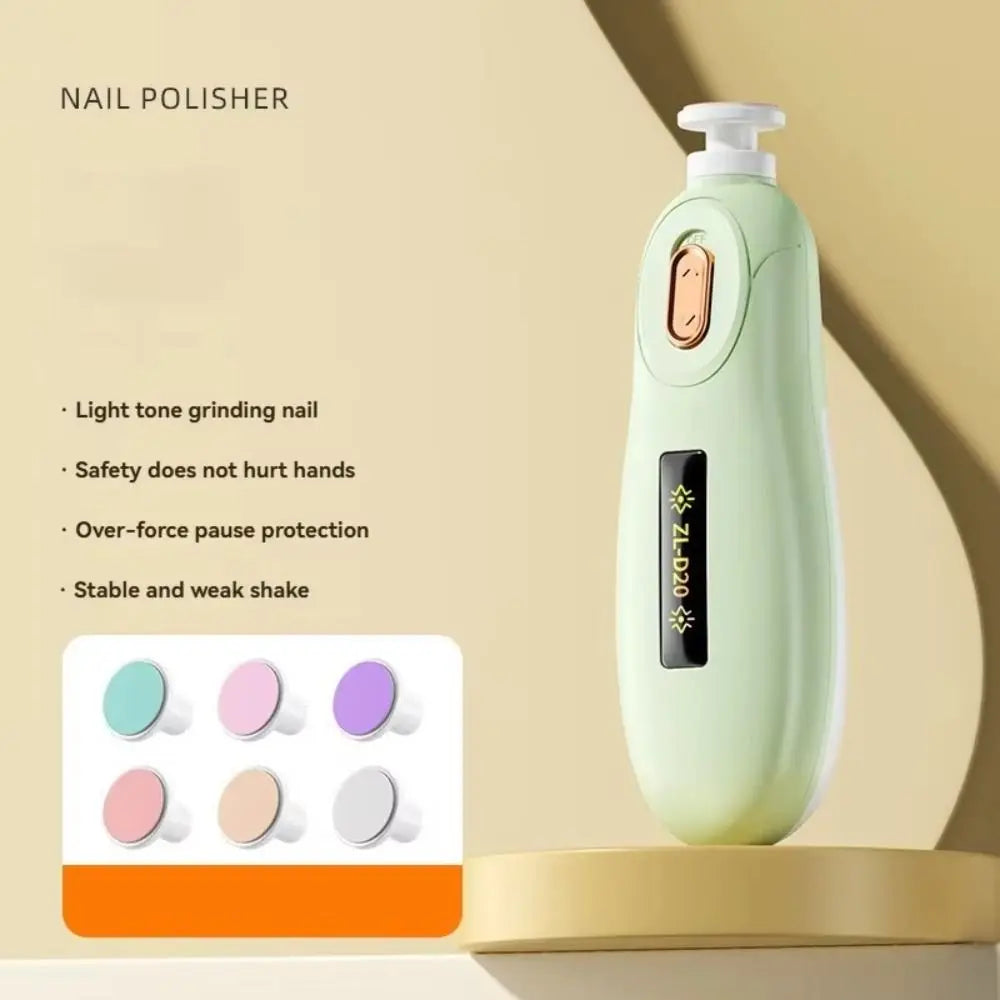Electric Baby Nail Trimmer Safety 6 Grinding Heads Baby Nail Grinder Silent Child's Newborn Nail Clippers Manicure Tool Set