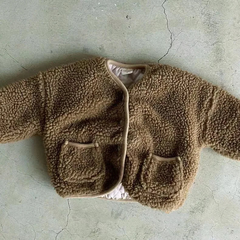 2024 Autumn Winter Plush Baby Coats Baby Thicken Lamb Plush Cotton Jacket For BoysGirls Outdoor Windproof Baby Winter Clothes