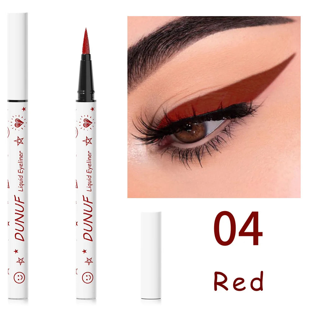 DUNUF New 12 Color Ultra-fine Matte Colorful Liquid Eyeliner Pencil Waterproof Lasting Makeup Eye Liner Pen Black Brown Cosmetic