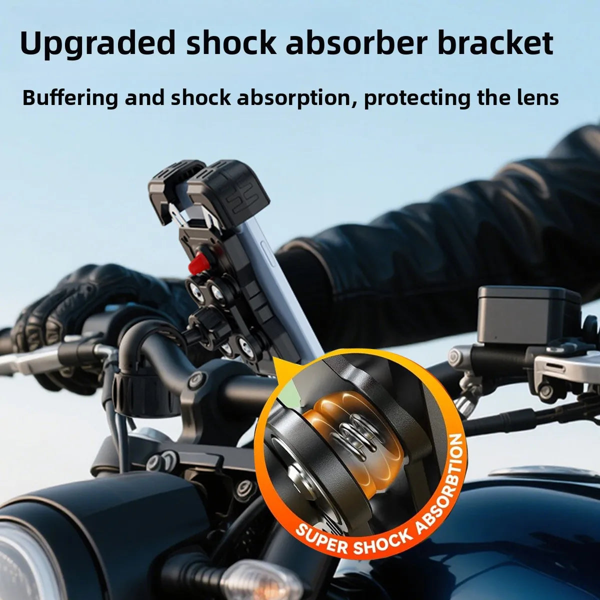 Bike Phone Holder Mount 360° View Universal Motorcycle Holder for 4.7-7 inch Mobile Phone Stand Shockproof Bracket