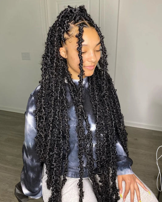 Butterfly Locs Crochet Hair 12-36 Inch Fairy Butterfly Locs Pre Looped Synthetic Distressed Faux Locs 9 Strands /Pack
