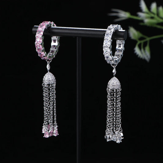 Trendy Twist Tassels Statement Rings for Women Square Cubic Zircon Finger Rings Beads Charm Ring Bohemian Beach Jewelry R182
