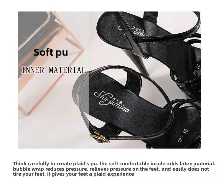High Heels Model Sexy Black Waterproof Platform 15cm Ultra High Heel Sandals Women Summer Show off Tool for Women Shoes