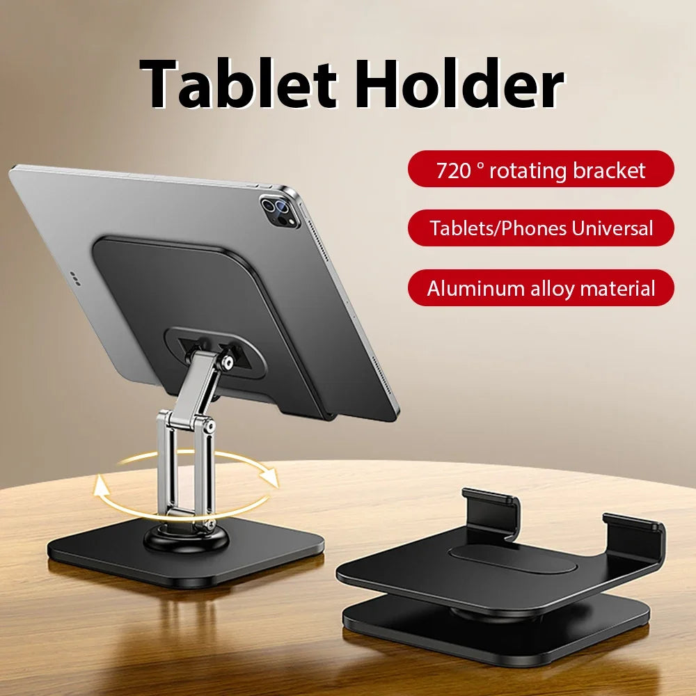 Tablet Holder Carbon Steel Stand with 360° Rotation Adjustable Stand For iPad Pro Air Mini Mobile Phone Desk Bracket 4-15 Inch