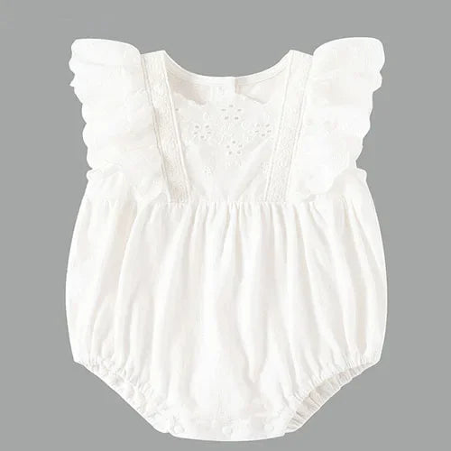 2025 New Summer Toddler Baby Girls Jumpsuit Flying Sleeve Cotton Flower Print Newborn Baby Girls Romper 0-24M Baby Clothing
