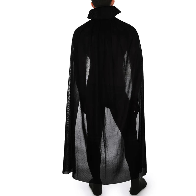 Sexy Halloween Costumes Woman Men Cosplay Hooded Cape Sheer Transparent Stand Collar Erotic Sex Costumes Stage Show Costumes