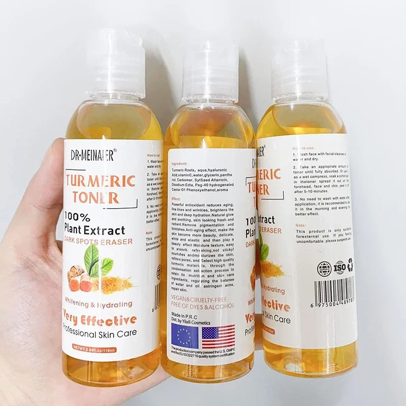 2pcs Turmeric Toner Lightening Skin Dark Corrector Moisturizing Face Serum Vitamin C Ginger Essence Korean Cosmetics Beauty