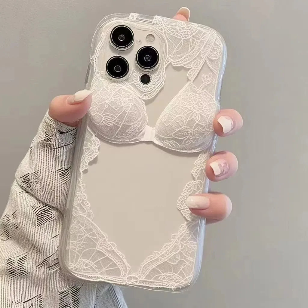 Fashion Sexy Lace Phone Case For iPhone 17 16 16e 15 14 13 12 11 Pro Max Mini X XR XSMAX 8 7 6S Air Plus 3D Wave Soft Back Cover