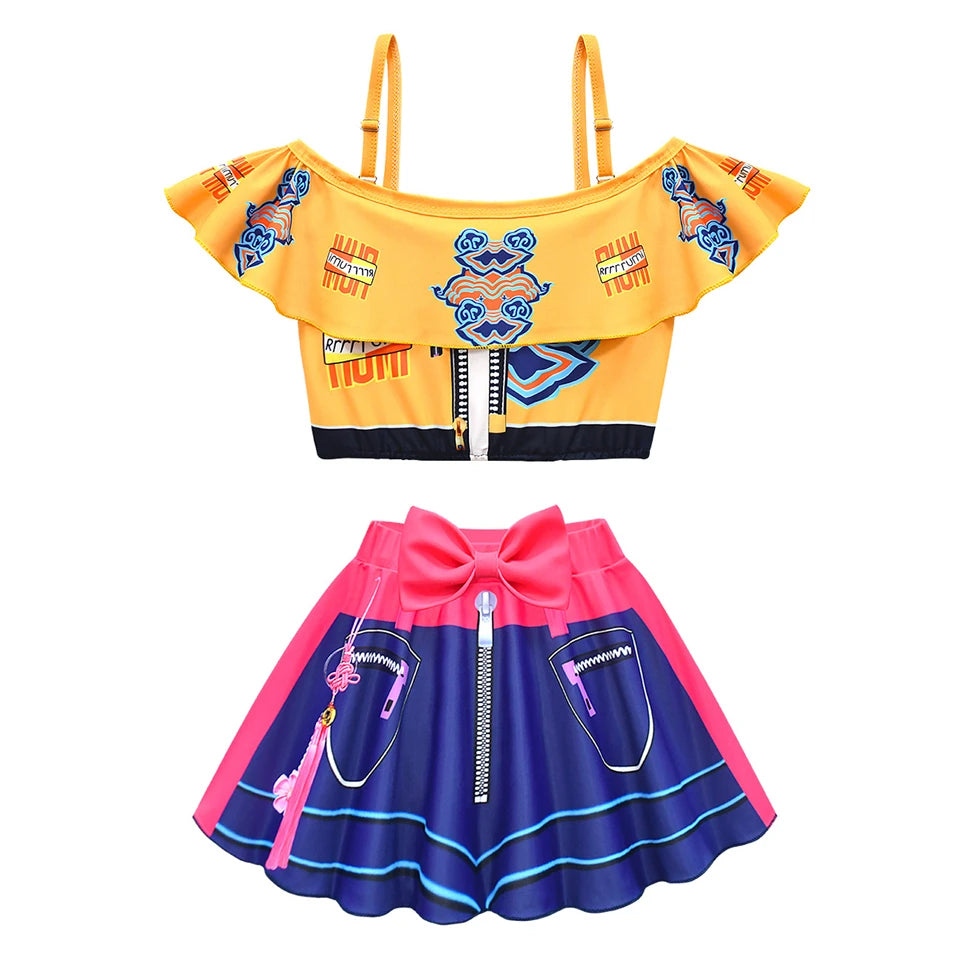 Summer 2026 Kpop Kids Swimsuit Festival Children Cosplay Demon Hunter Rumi Girls Outfits Holiday Beach Party Children's Swimwear