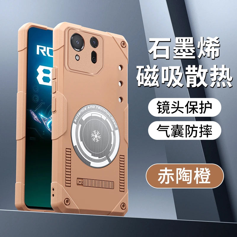 For ASUS ROG Phone 8 Pro Case Magnetic Built in Heat Dissipation Metal Sheet Back Cover For ROG 8 Phone 8Pro Shockproof Bumper