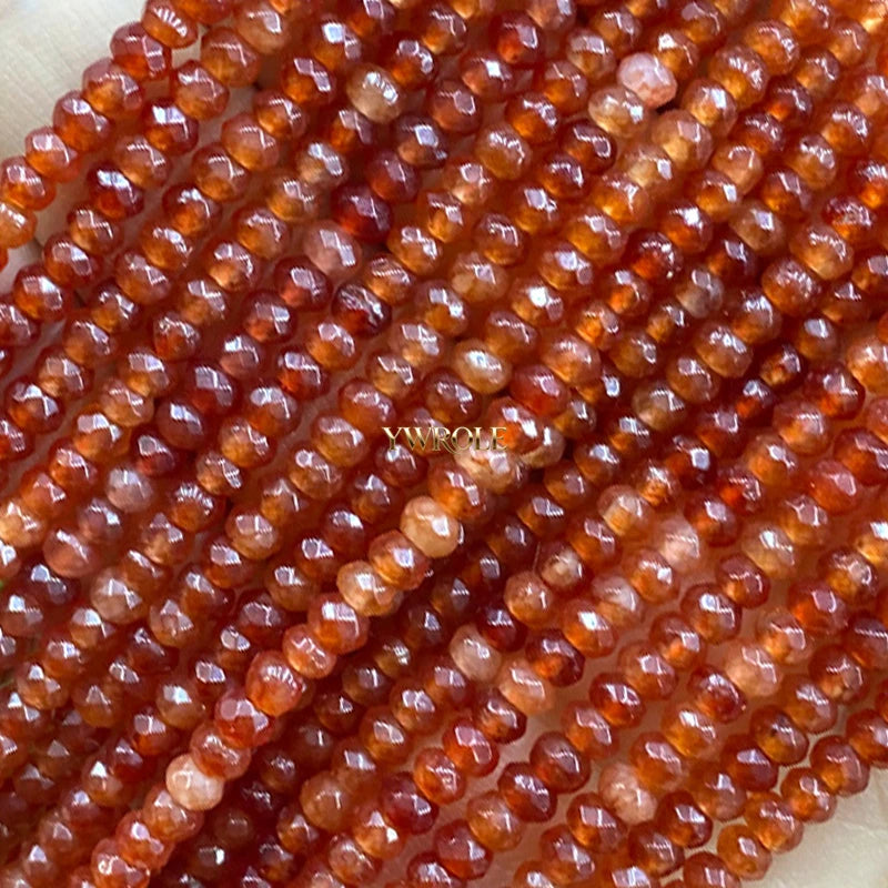 3x4mm Rondelle Faceted Natural Stone Chalcedony Tourmaline Color Loose Spacer Beads for Jewelry Making Diy Bracelet Accessories
