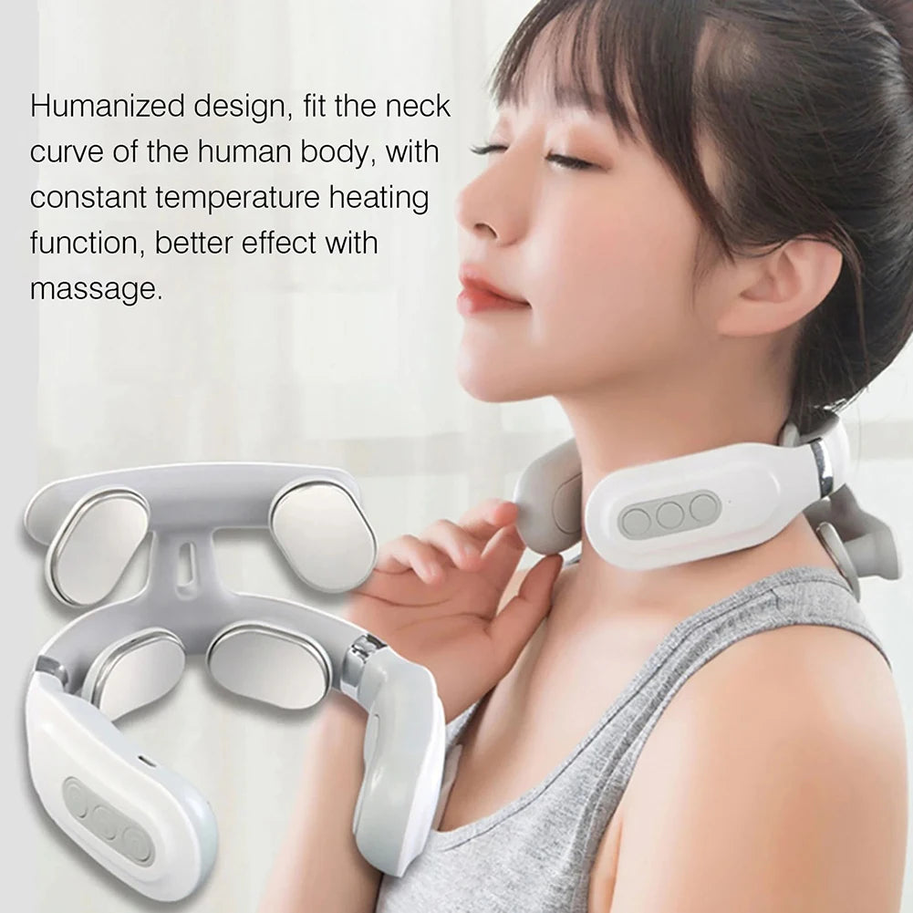 4-head Cervical Massager with Heat Electric Neck Massager Relaxation Gifts for Women Men Dad Mom