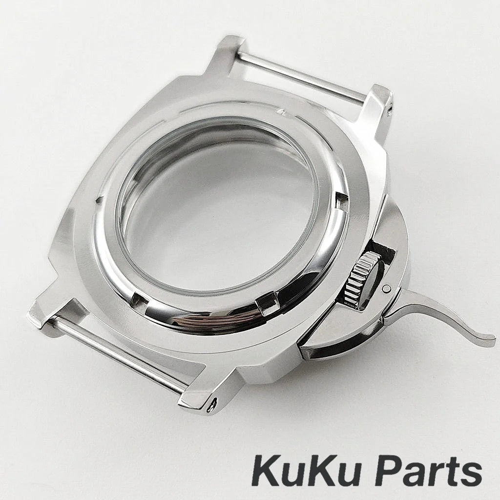 Polished/Brushed NH35 40mm Silver Sapphire Glass Watch Case With Handle Case for NH34 NH35 NH36 4R35 Movement 28.5mm Dial Watch