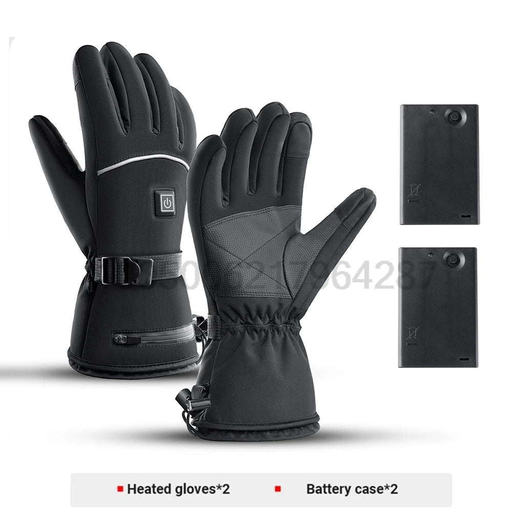 Winter Electric Heated GlovesWith Battery Box Rechargeable Anti-Cold Comfort Men Women Thermal Heated Outdoor Camping Ski Sports