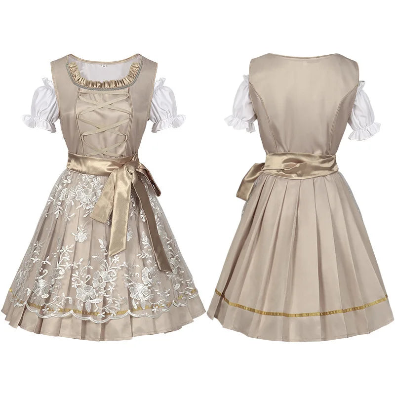 Halloween Carnival Cosplay Costume German Oktoberfest Maid Dress Woman Bavarian Traditional Embroidery Outfits Performance Girl