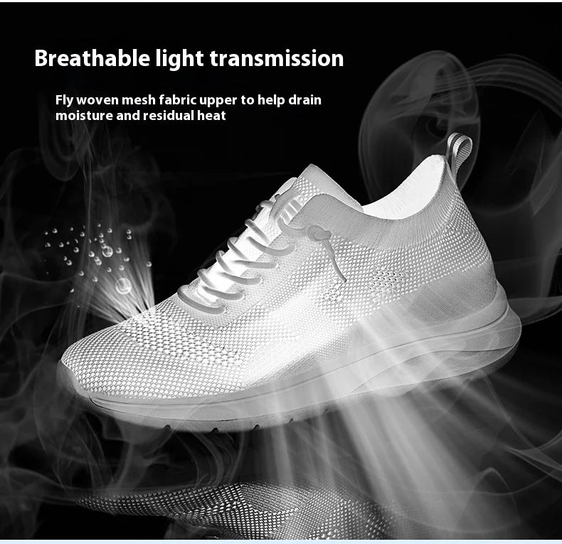 Unisex 6CM Height Increase Breathable Mesh Casual Shoes Lightweight Comfortable Elevator Sneakers for Men & Women Walking Shoes