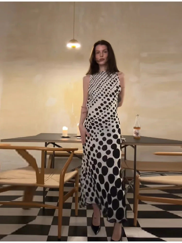 Stylish Classic Maxi Dress Polka Dots Chic Chic Elegant Women Dresses Refined Casual Party Trendy Retro Ladies Streetwear