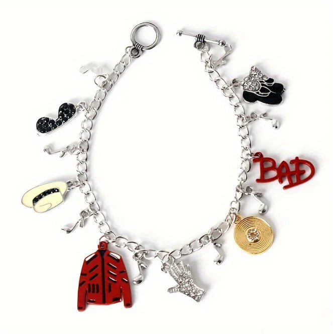 Michael Jackson Bracelets for Women Men Commemorative Series Charms Pendant Chain Bangle Music Fans Jewelry Gifts