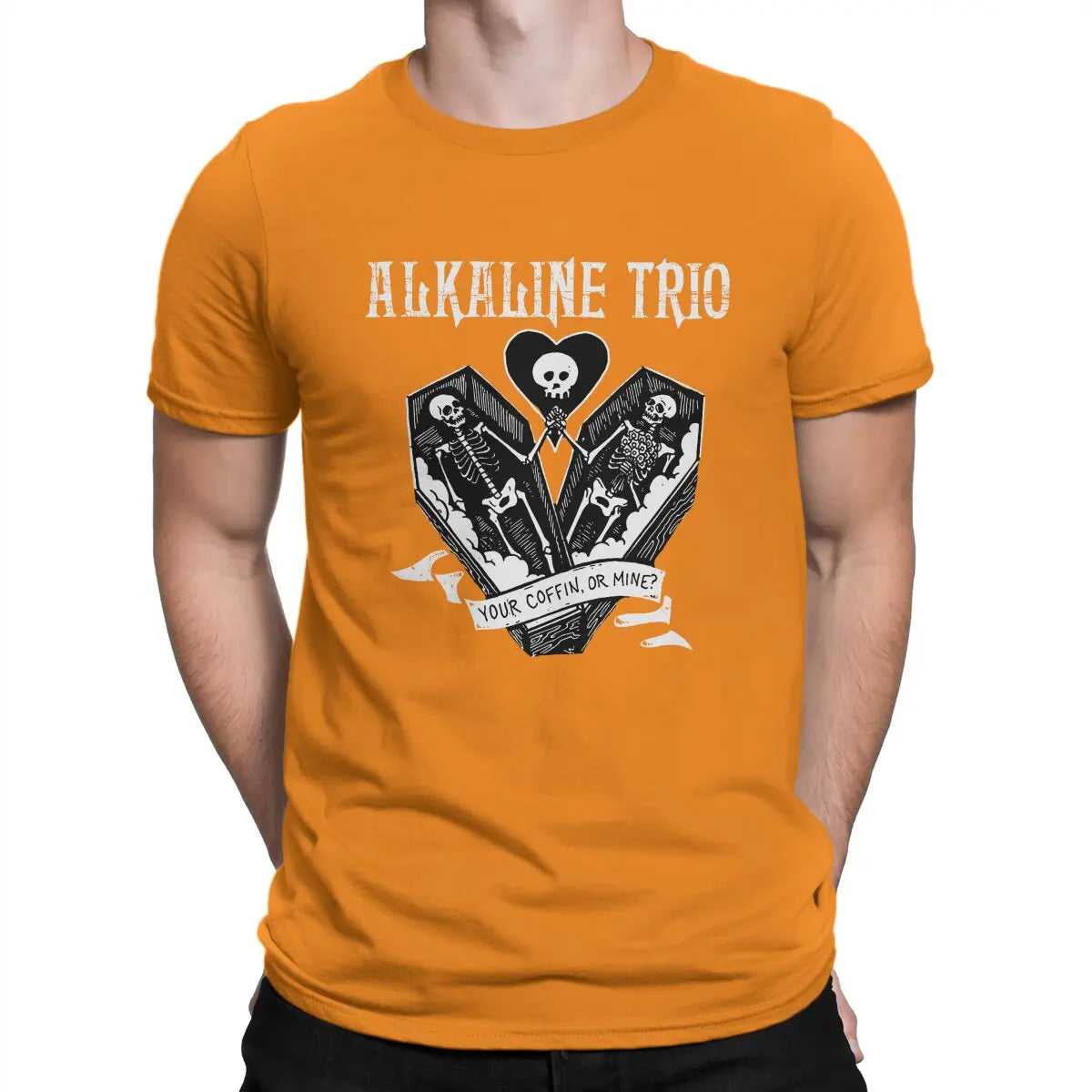 Alkaline Trio Creative TShirt for Men PUNK  Your Coffin Or Mine Round Neck Basic T Shirt Distinctive Gift Clothes Tops