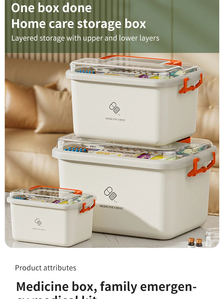 Large Capacity Medicine Box Portable Home First Aid Medical Kit Family Emergency Medicine Box with Multi-layer Drug Storage Case