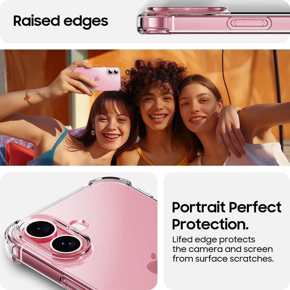 Luxury Shockproof Silicone Phone Case For iPhone 17 16 15 14 13 12 11 Pro Max Air X XS 7 8 Plus Transparent Bumper Back Cover