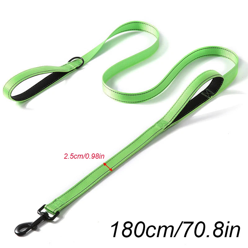 Dog Leashes Outdoor Travel Dog Training Chain Heavy Duty Double Handle Lead for Control Safety Nylon Dog Leash Training Control