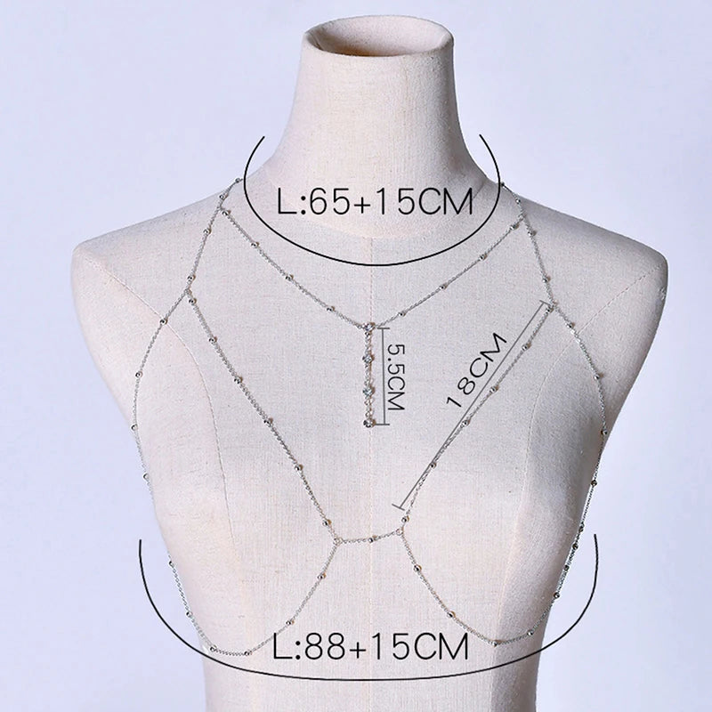 Body Jewelry Sexy Chest Chain Bikini Belly Chains for Women Cross Waist Chains Female Body Suit Girl Fashion Beach Simple Luxury
