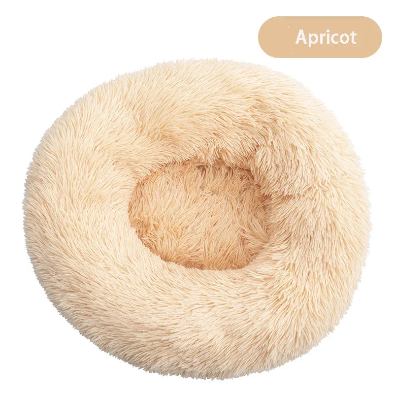 Round Dog Bed Long Plush Pet Kennel Washable Cat House Soft Cotton Mats Sofa For Small Large Dog Chihuahua Dog Basket Pet Bed