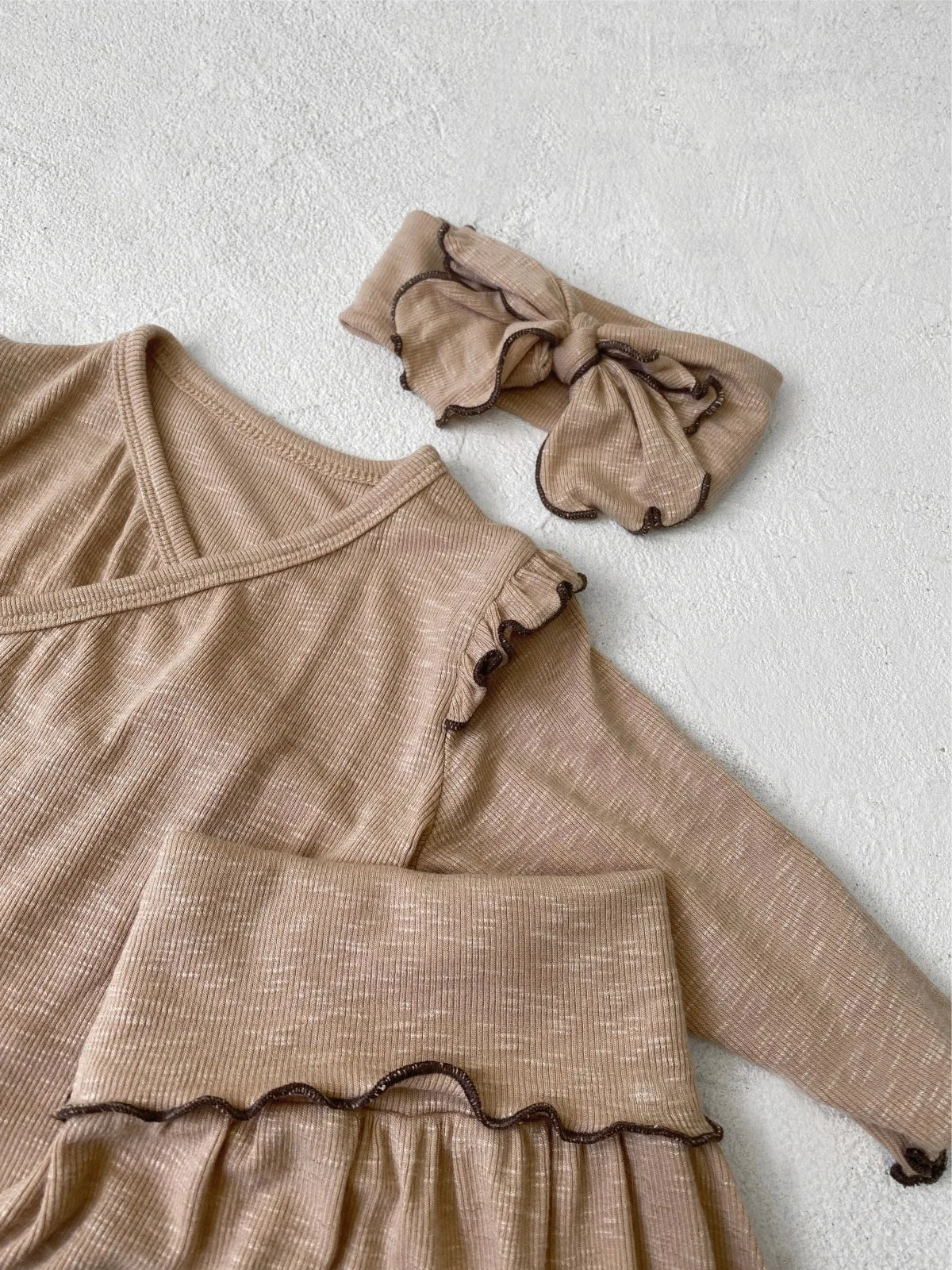 6738 Baby Clothing Set 2025 Autumn New Baby Girl's Home Suit Flying Sleeve Top+High Waist Belly Shorts Pajamas Set