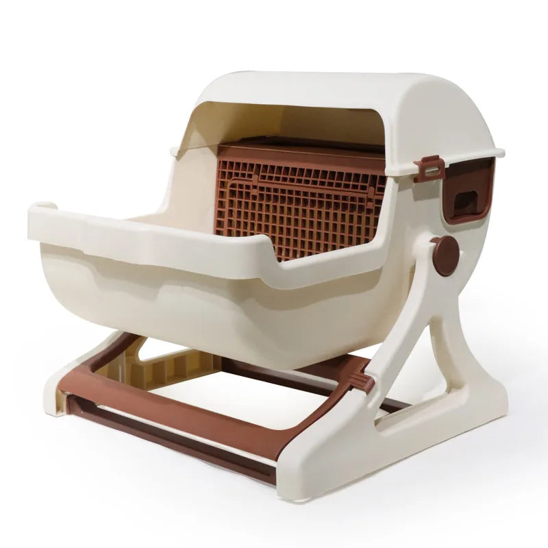 Semi-automatic Cat Litter Box Anti-splash Oversized Semi-closed Pet Toilet Lazy Cat Toilet Pet Products
