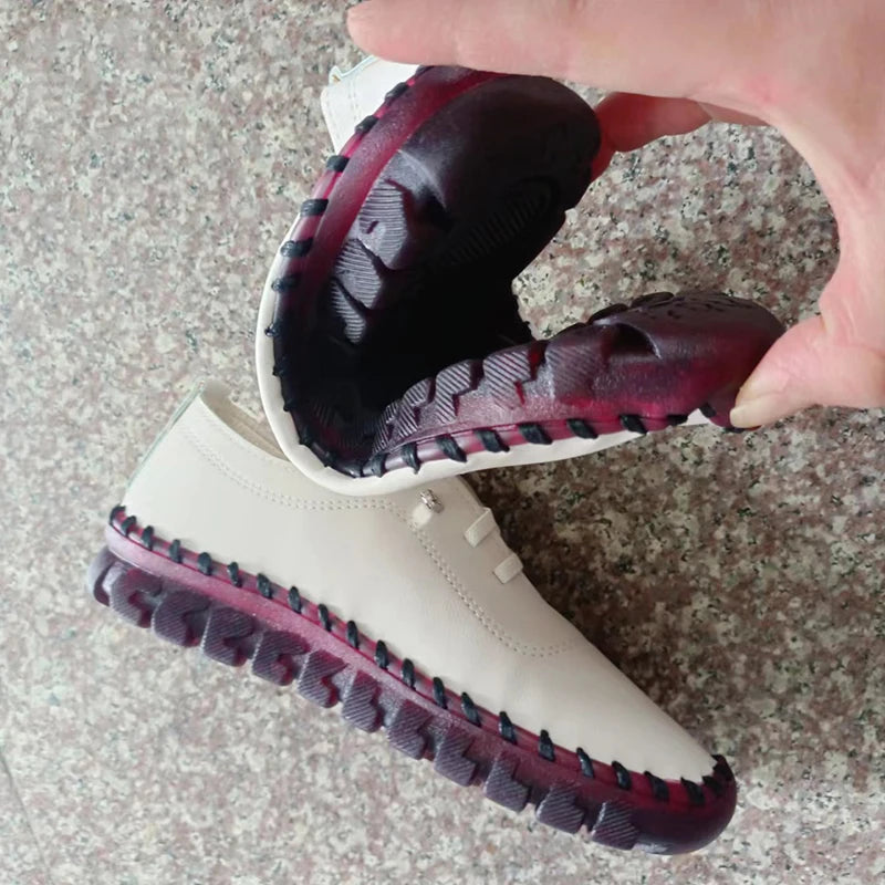 Sneakers Women Shoes Loafers Lace Up Leather Flat New Spring Casual comfortable Mom Shoe Mujer Zapatos Chaussure Femme