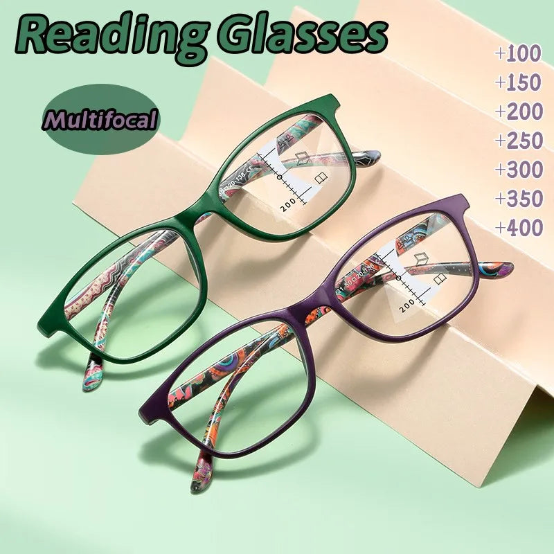 Progressive Multifocal Reading Glasses Women Anti Blue Light Presbyopia Eyeglasses Computer Eyewear Look Near Far +1.0 To +4.0