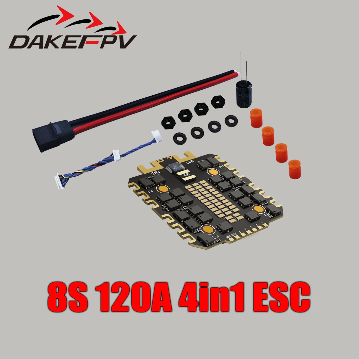 DAKEFPV H743 100A/120A stacked ICM42688P H743 flight control module BLHELI_S 120A 4-in-1 ESC 30.5X30.5 millimeters.