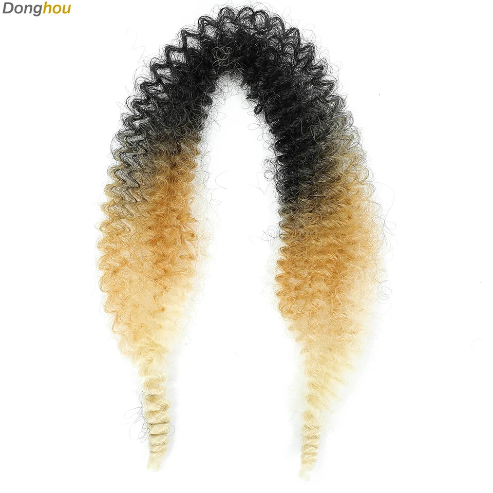 Donghou Ombre Blonde Ginger Afro Twist Hair 350 1B 30 27 613 Bug Colors Springy Twist Braiding Hair for Soft Locs Marley Braids