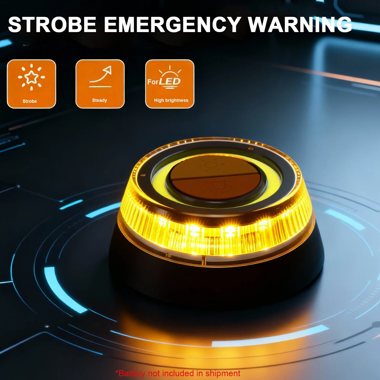 Universal V16 Car Warning Light LED Flashlight Emergency Light Yellow Light Traffic Strong Magnetic Induction for Vehicles