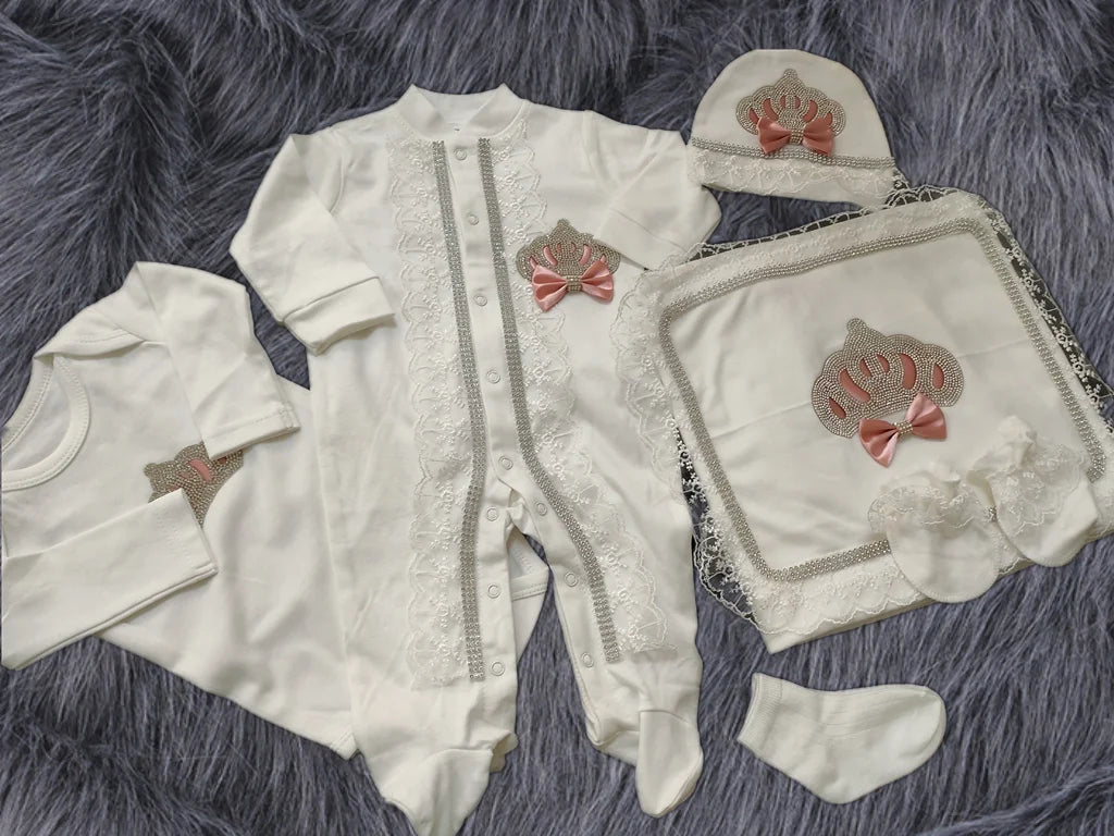 Newborn Baby Boy Outfits Set Kids Clothing Real Cotton Infant Care Products Body Suit Shirt Pants Mittens Receiving Blanket