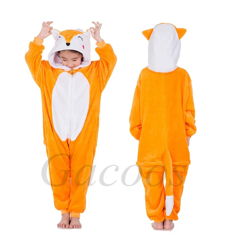 2024 Kigurumi Cat Onesie Kids Unicorn Pajamas For Children Animal Cartoon Blanket Sleepers Baby Costume Winter Boy Girl Jumspuit