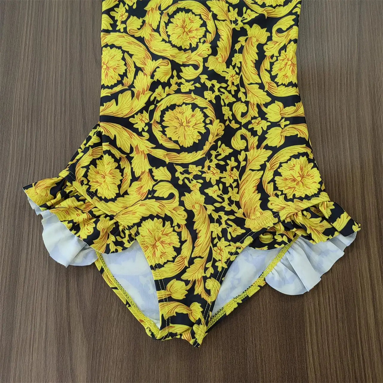 2025 Girl Swimsuit Summer golden flower bodysuit Special Offer Children's Swimsuit factory Wholesale