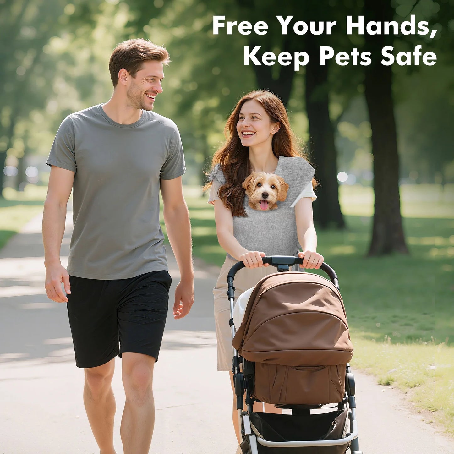 Pawaboo Pet Sling Carrier for Small Dogs and Cats Hands Free Dog Carrier Sling Anti-anxious Soft Cotton Front Facing Cat Carrier