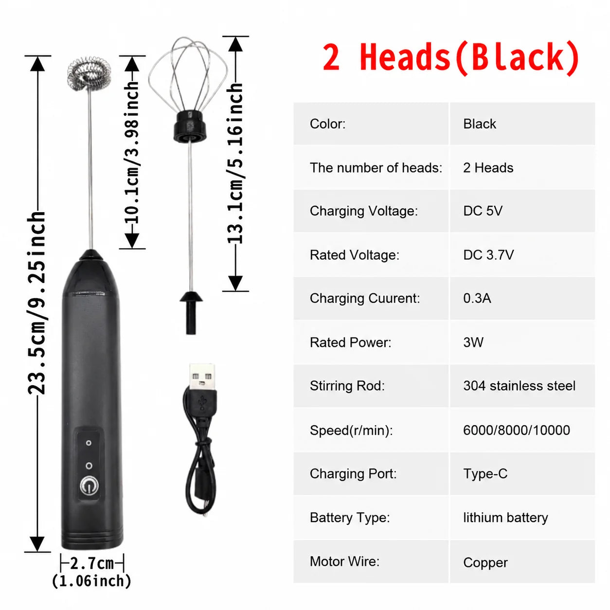 Electric Milk Frother + Egg Beater Wireless Type-C Charging 3 Speeds Mini Handheld Foam Maker Coffee Whisk Cooking Tools
