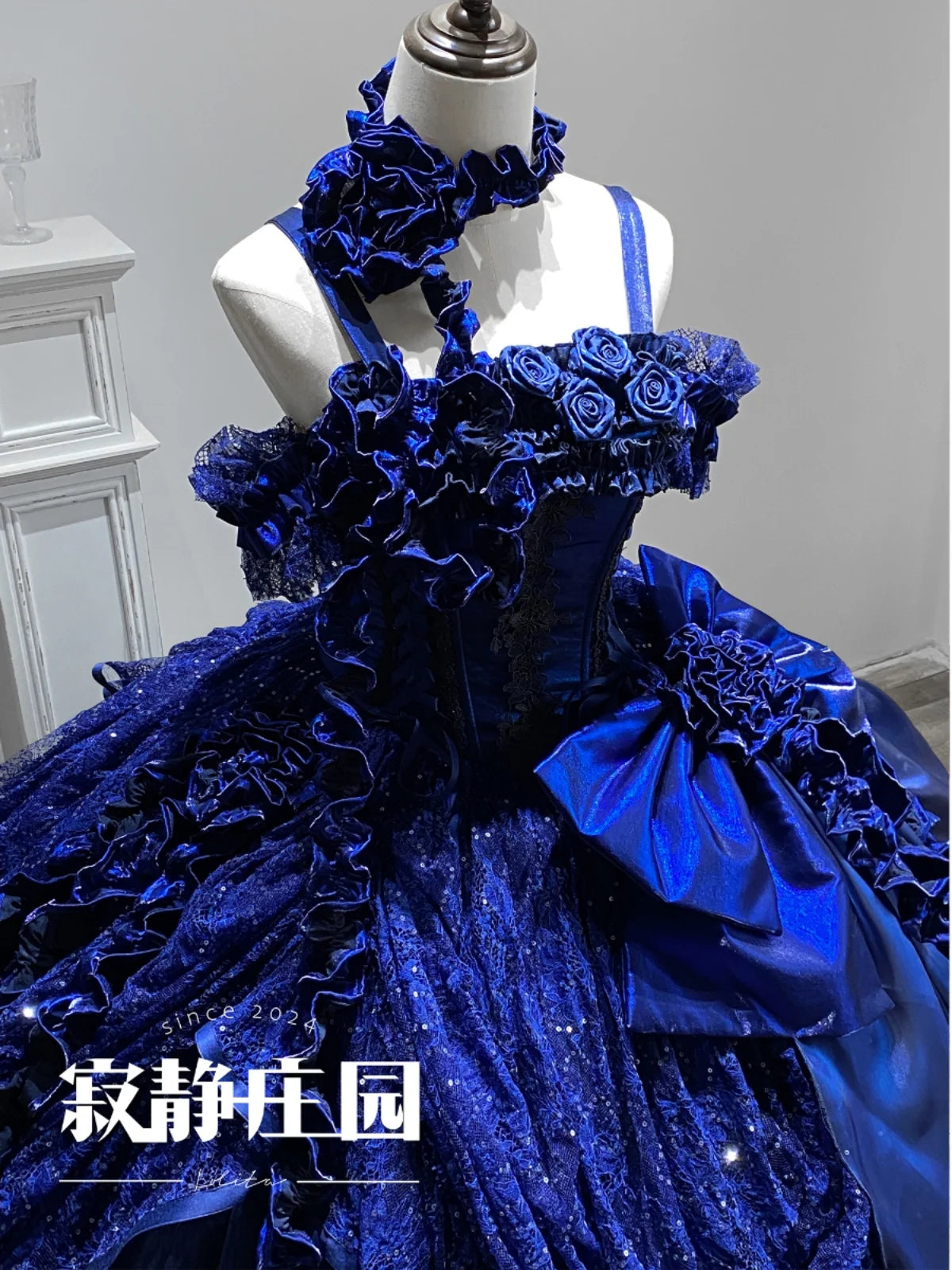 Original Burgundy Fish Bone Flower Wedding Dress Lolita Girl Women's Fairy Lace Bow Slim Maxi Long Party Birthday Dresses