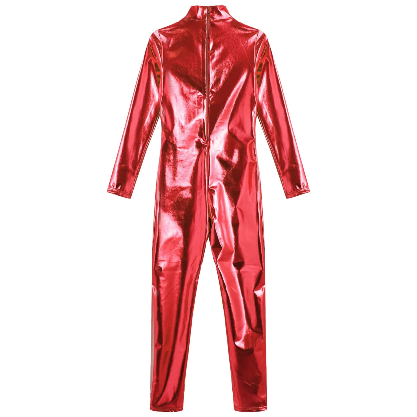 Kids Boys Girls Dance Metallic Jumpsuit Children's Gymnastics Bodysuit Performance Costume Long Sleeve Full Length Leotard