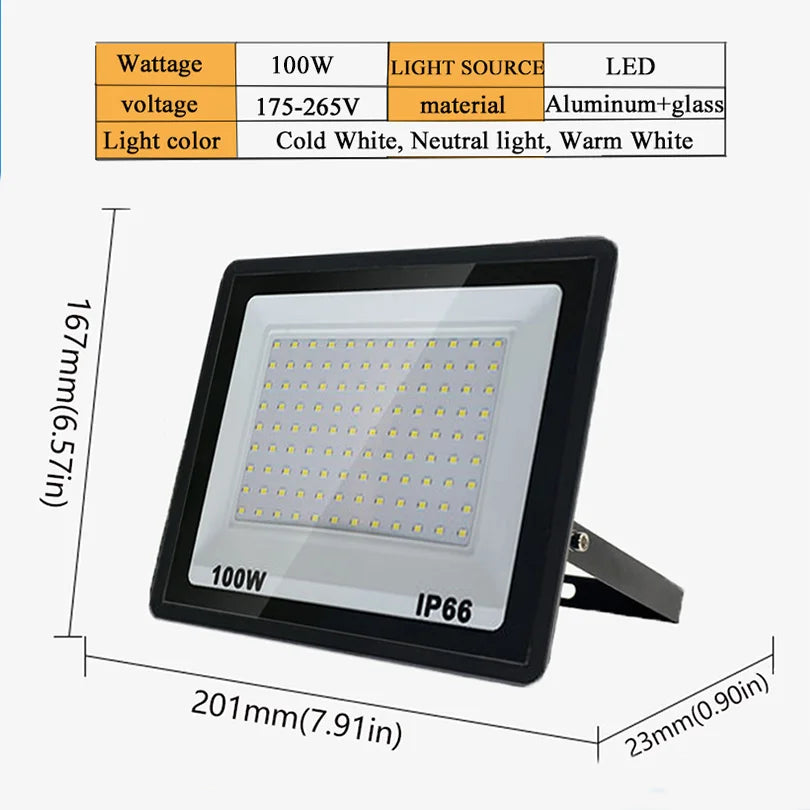 LED Floodlight Spotlight AC220V AC110V Ultra-bright Waterproof Light 10W 20W 30W 50W 100W 150W 200W 300W Garage Factory Lighting